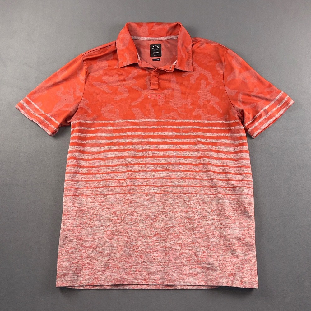 Oakley Mens Red Camo Stripe Regular Fit Golf Polo Shirt Size M US/EU L JPN